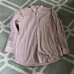 Red and white striped button up
